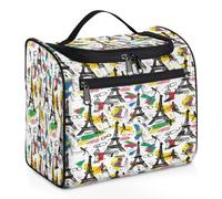 Neceser de viaje con diseño de graffiti de la Torre Eiffel para mujeres, hombres, niños y niñas, 11.2 L, bolsa grande de maquillaje, bolsa de lavado colgante, organizador de artículos de tocador,
