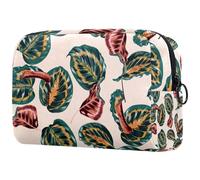 Neceser de viaje con diseño de hojas botánicas retro para mujer, bolsa organizadora de maquillaje grande con cremallera, multicolor, 18.5x7.5x13cm/7.3x3x5.1in, Neceser
