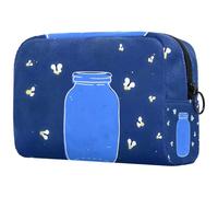 Neceser de viaje con diseño de luciérnaga azul para mujer, bolsa organizadora de maquillaje grande con cremallera, multicolor, 18.5x7.5x13cm/7.3x3x5.1in, Neceser