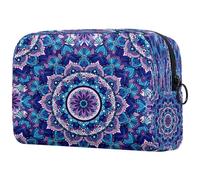 Neceser de viaje con diseño de mandala indio, color morado psicodélico, henna psicodélica, bolsa organizadora con cremallera, multicolor, 18.5x7.5x13cm/7.3x3x5.1in, Neceser