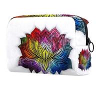 Neceser de viaje con diseño de mandalas de flor de loto para mujer, bolsa organizadora de maquillaje grande con cremallera, multicolor, 18.5x7.5x13cm/7.3x3x5.1in, Neceser