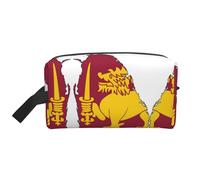 Neceser de viaje con diseño de mapa de la bandera de Sri Lanka para hombre, bolsa de cosméticos de gran capacidad para mujeres, White, Talla única