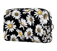 Neceser de viaje con diseño de margaritas de manzanilla para mujer, bolsa organizadora de maquillaje grande con cremallera, multicolor, 18.5x7.5x13cm/7.3x3x5.1in, Neceser