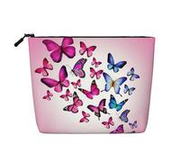Neceser de viaje con diseño de mariposas rosas, de cáñamo falso, gran capacidad, con cremallera, resistente al agua, organizador diario