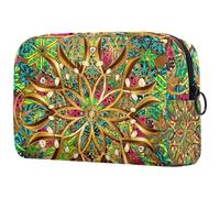 Neceser de viaje con diseño de mariquitas y mandalas para mujer, bolsa organizadora de maquillaje grande con cremallera, multicolor, 18.5x7.5x13cm/7.3x3x5.1in, Neceser