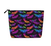 Neceser de Viaje con diseño de murciélagos neón de Colores, Fabricado en cáñamo sintético. Ideal para Maquillaje, artículos de Aseo, Aseo Personal, ecológico y Duradero, con Cremallera. Medidas: 24