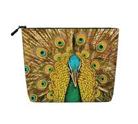 Neceser de viaje con diseño de pavo real, cáñamo falso, gran capacidad, con cremallera, resistente al agua, organizador diario
