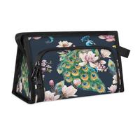 Neceser de viaje con diseño de pavo real y flores, para mujeres, hombres, niñas, niños, pavo real, multifuncional, bolsa de maquillaje, organizador de cosméticos, bolsa de ducha, color, M, Organizador