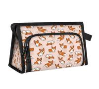 Neceser de viaje con diseño de perro corgis de dibujos animados para mujeres, hombres, niñas, niños, animales, perros, bolsa de maquillaje, bolsa de maquillaje, organizador de cosméticos, bolsa de