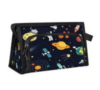 Neceser de viaje con diseño de planetas astronautas para mujeres, hombres, niñas, niños, planetas, multifuncional, bolsa de maquillaje, organizador de cosméticos, bolsa de ducha, color, M, Organizador