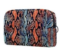 Neceser de viaje con diseño de serpiente de pitón para mujer, bolsa organizadora de maquillaje grande con cremallera, multicolor, 18.5x7.5x13cm/7.3x3x5.1in, Neceser