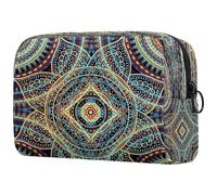 Neceser de viaje con diseño floral vintage para mujer, diseño de mandalas bohemias, bolsa organizadora con cremallera, multicolor, 18.5x7.5x13cm/7.3x3x5.1in, Neceser