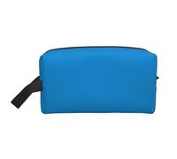 Neceser de viaje con estampado azul de color sólido, para hombres, bolsa de cosméticos de gran capacidad para mujeres, White, Talla única