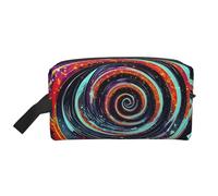Neceser de viaje con estampado cósmico en espiral espacial, bolsa de maquillaje para hombres y mujeres, organizador portátil para uso diario, blanco, talla única