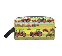 Neceser de viaje con estampado de agricultura de tractores para hombres, bolsa de cosméticos de gran capacidad para mujeres, White, Talla única