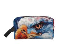 Neceser de viaje con estampado de águila patriótica, bolsa de maquillaje, bolsa de cosméticos, bolsa colgante para mujeres y hombres, gimnasio diario