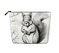 Neceser de viaje con estampado de ardilla de dibujos animados, bolsa de maquillaje de viaje, estuche organizador de maquillaje portátil para mujer, Black, Talla única