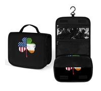 Neceser de Viaje con Estampado de Bandera Irlandesa de Clover USA, Neceser de Maquillaje con Estampado Completo, Organizador de cosméticos portátil con Gancho para Bolso de Mano