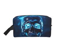 Neceser de viaje con estampado de calavera de esqueleto para Halloween, bolsa de maquillaje, bolsa de cosméticos, bolsa de almacenamiento colgante para mujeres y hombres, gimnasio diario