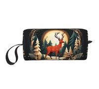 Neceser de viaje con estampado de ciervo de Feliz Navidad, bolsa de maquillaje, bolsa de cosméticos multiusos con cremallera, Blanco, Talla única
