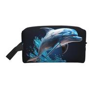 Neceser de viaje con estampado de delfines 3D para mujeres y hombres, organizador de gran capacidad, para accesorios, cosméticos, champú, brochas y artículos esenciales