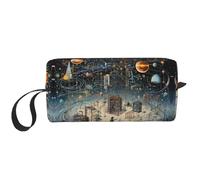 Neceser de viaje con estampado de física, bolsa para lápices, bolsa de maquillaje de lona, bolsas de cosméticos multiusos con cremallera, Blanco, Talla única