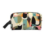Neceser de viaje con estampado de gato moderno de mediados de siglo, para hombre, bolsa de cosméticos de gran capacidad para mujeres, White, Talla única