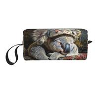 Neceser de viaje con estampado de gorro de koala durmiendo, bolsa de maquillaje, bolsa de cosméticos multiusos con cremallera, Blanco, Talla única