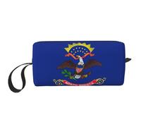 Neceser de viaje con estampado de la bandera del estado de Dakota del Norte, bolsa de maquillaje, bolsa de cosméticos multiusos con cremallera, Blanco, Talla única