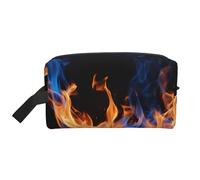 Neceser de viaje con estampado de llama azul, bolsa de cosméticos de gran capacidad para mujeres y hombres, White, Talla única