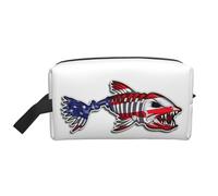 Neceser de viaje con estampado de peces de huesos de EE. UU. para hombres, bolsa de cosméticos de gran capacidad, bolsa de aseo de viaje para mujeres, White, Talla única
