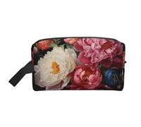 Neceser de viaje con estampado de peonías de jardín para mujeres y hombres, organizador de gran capacidad, para accesorios, cosméticos, champú, brochas y artículos esenciales