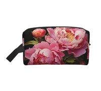Neceser de viaje con estampado de peonías para mujeres y hombres, organizador de gran capacidad, para accesorios, cosméticos, champú, brochas y artículos esenciales