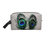 Neceser de viaje con estampado de plumas de pavo real, bolsa de maquillaje, bolsa de cosméticos, bolsa colgante para mujeres y hombres, gimnasio diario