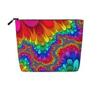 Neceser de viaje con estampado de teñido anudado de arco iris, bolsa de maquillaje de viaje, estuche organizador de maquillaje portátil para mujer, Black, Talla única