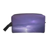 Neceser de viaje con estampado de tormenta de relámpago para hombre, bolsa de cosméticos de gran capacidad para mujeres, White, Talla única