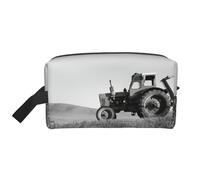 Neceser de viaje con estampado de tractor agrícola para hombres, bolsa de cosméticos de gran capacidad, bolsa de aseo de viaje para mujeres, White, Talla única