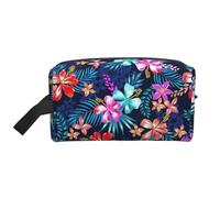 Neceser de viaje con estampado floral azul de gran capacidad para mujeres, neceser de viaje para hombres, White, Talla única