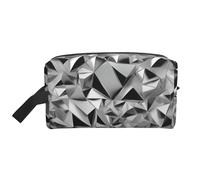 Neceser de viaje con estampado geométrico plateado, bolsa de maquillaje, bolsa de cosméticos, bolsa colgante para mujeres y hombres, gimnasio diario