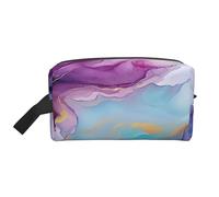 Neceser de viaje con estampado líquido de mármol morado, bolsa de maquillaje de gran capacidad, bolsa organizadora portátil, bolsa de tela Oxford, bolsa de almacenamiento impermeable para mujeres y