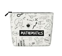 Neceser de viaje con estampado matemático para mujer, organizador de cosméticos de cáñamo falso, gran capacidad, bolsa diaria con cremallera