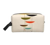 Neceser de viaje con estampado moderno de mediados de siglo, bolsa de cosméticos de gran capacidad para mujeres y hombres, White, Talla única