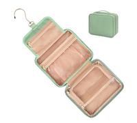 Neceser de viaje con gancho, plegable, con 3 compartimentos, bolsa de viaje pequeña para artículos de tocador, bolsa de maquillaje portátil con asa, compartimento grande, espaciosa, multicolor, single