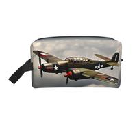 Neceser de viaje con impresión de avión de la Segunda Guerra Mundial, 2 estándar, escala 2_00x, bolsa de cosméticos de gran capacidad para mujeres y hombres, White, Talla única