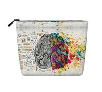 Neceser de viaje con impresión de ventaja del cerebro izquierdo y derecho, bolsa de maquillaje de viaje, estuche organizador de maquillaje portátil para mujer, Black, Talla única