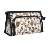 Neceser de viaje con jeroglíficos étnicos egipcios para mujeres, hombres, niñas y niños, multifuncional, bolsa de maquillaje, organizador de cosméticos, bolsa de ducha, color, M, Organizador de bolsas