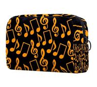 Neceser de viaje con notas musicales y claves amarillas para mujer, bolsa organizadora de maquillaje grande con cremallera, multicolor, 18.5x7.5x13cm/7.3x3x5.1in, Neceser