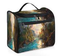 Neceser de viaje con paisaje tropical para mujeres, hombres, niños, niñas, niños, 11.2 L, bolsa grande de maquillaje para cosméticos, bolsa de lavado colgante, bolsa organizadora de artículos de