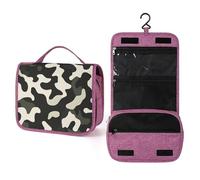 Neceser de viaje con patrón de camuflaje simple para mujer, organizador de maquillaje colgante con gancho para champú