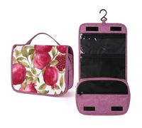 Neceser de viaje con patrón de granada para mujer, organizador de maquillaje colgante con gancho para champú